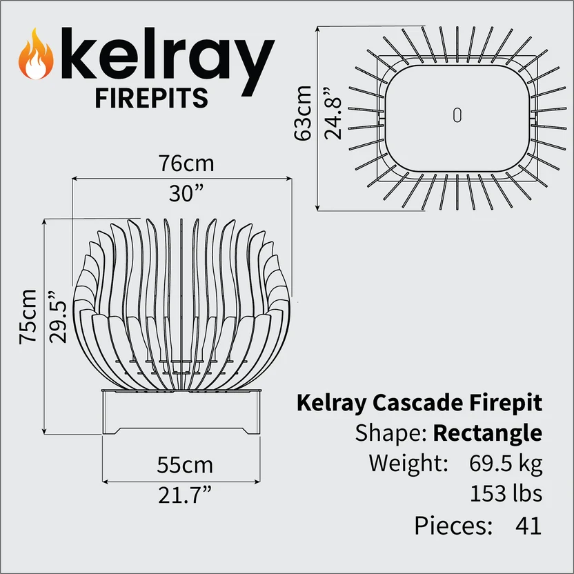 Kelray Cascade Rectangle Fire Pit